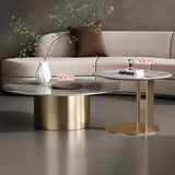 Modern Round Slab Top Metal Base Coffee Table Set - Multifunctional coffee table
