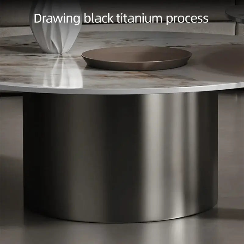 Modern Round Slab Top Metal Base Coffee Table Set - Multifunctional coffee table