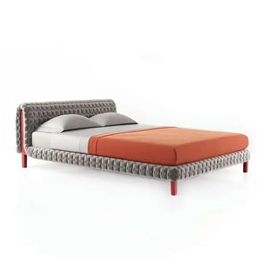 Modern Ruche Wood High End Double Fabric Bed Frame - Bedroom