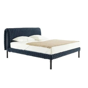 Modern Ruche Wood High End Double Fabric Bed Frame - Bedroom