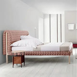 Modern Ruche Wood High End Double Fabric Bed Frame - Pink / 150 x 200 cm - Bedroom
