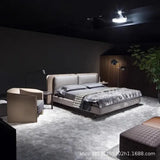 Modern Simple Solid Wood Soft Bag Double Bed Frame - Bedroom