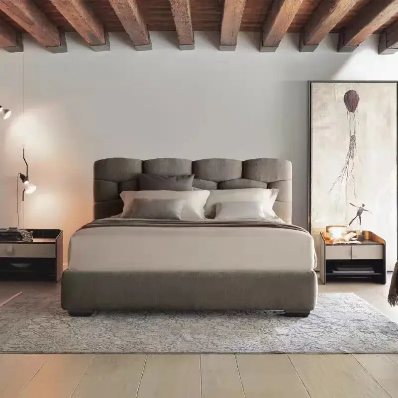 Modern Soft High Backrest Upholstered Double Bed Frames - Home