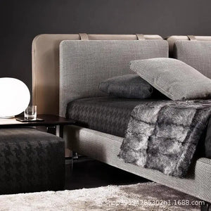 Modern Simple Solid Wood Soft Bag Double Bed Frame - Bedroom