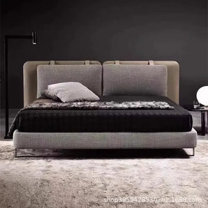 Modern Simple Solid Wood Soft Bag Double Bed Frame - Bedroom