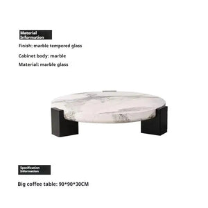 Modern Round Marble Top Legs Coffee Table - 90X90X30CM - Multifunctional coffee table