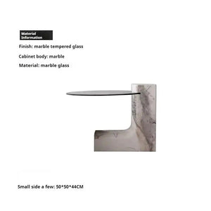 Modern Round Marble Top Legs Coffee Table - 50X50X44CM - Right Table - Multifunctional coffee table