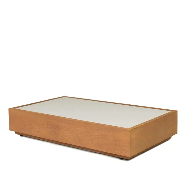 Modern teak outdoor sofa set with weather resistant cushions in natural wood grain detail