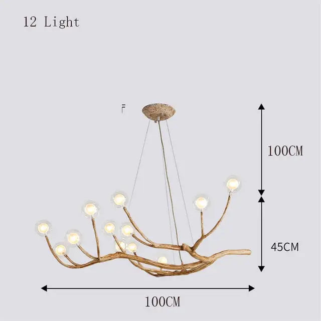 Modern Tree Branch Glass Bubble Lamp - 12 Heads Clear ball / Warm white 3000k - Lamps