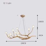 Modern Tree Branch Glass Bubble Lamp - 12 Heads Clear ball / Warm white 3000k - Lamps