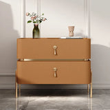Modern Two Drawer Bedside Storage Cabinet - Khaki / 35x40x50cm