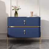Modern Two Drawer Bedside Storage Cabinet - Navy Blue / 35x40x50cm
