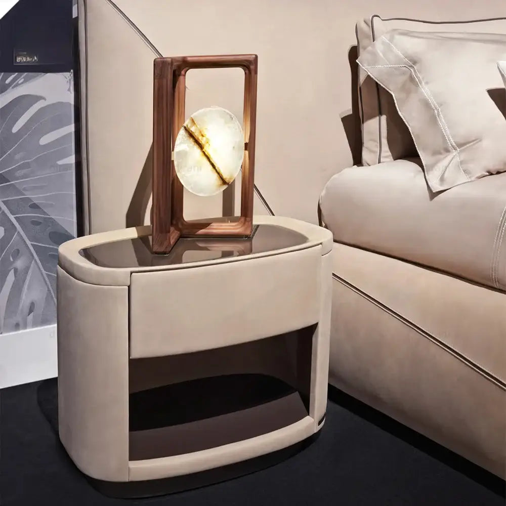 Modern Upholstered Headboard Soft Leather Bed Frame - Beige - Bedroom