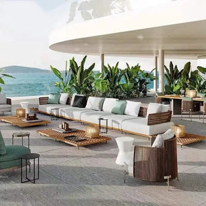 Modern Waterproof Rattan Patio Sectional for Four People