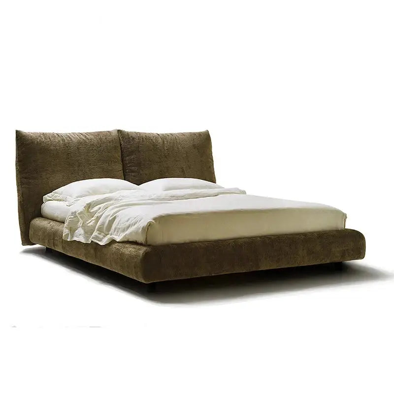 Modern Widened Backrest Wood Metal Bed Frame - Black / 180×200cm - Bedroom