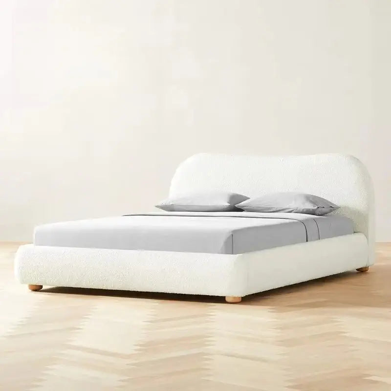 Modern Wood Velvet Upholstered King Bed Frame - Bedroom