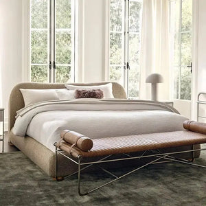 Modern Wood Velvet Upholstered King Bed Frame - Bedroom