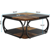 Modern Wooden Storage Square 2 Tiers Coffee Table - Multifunctional coffee table