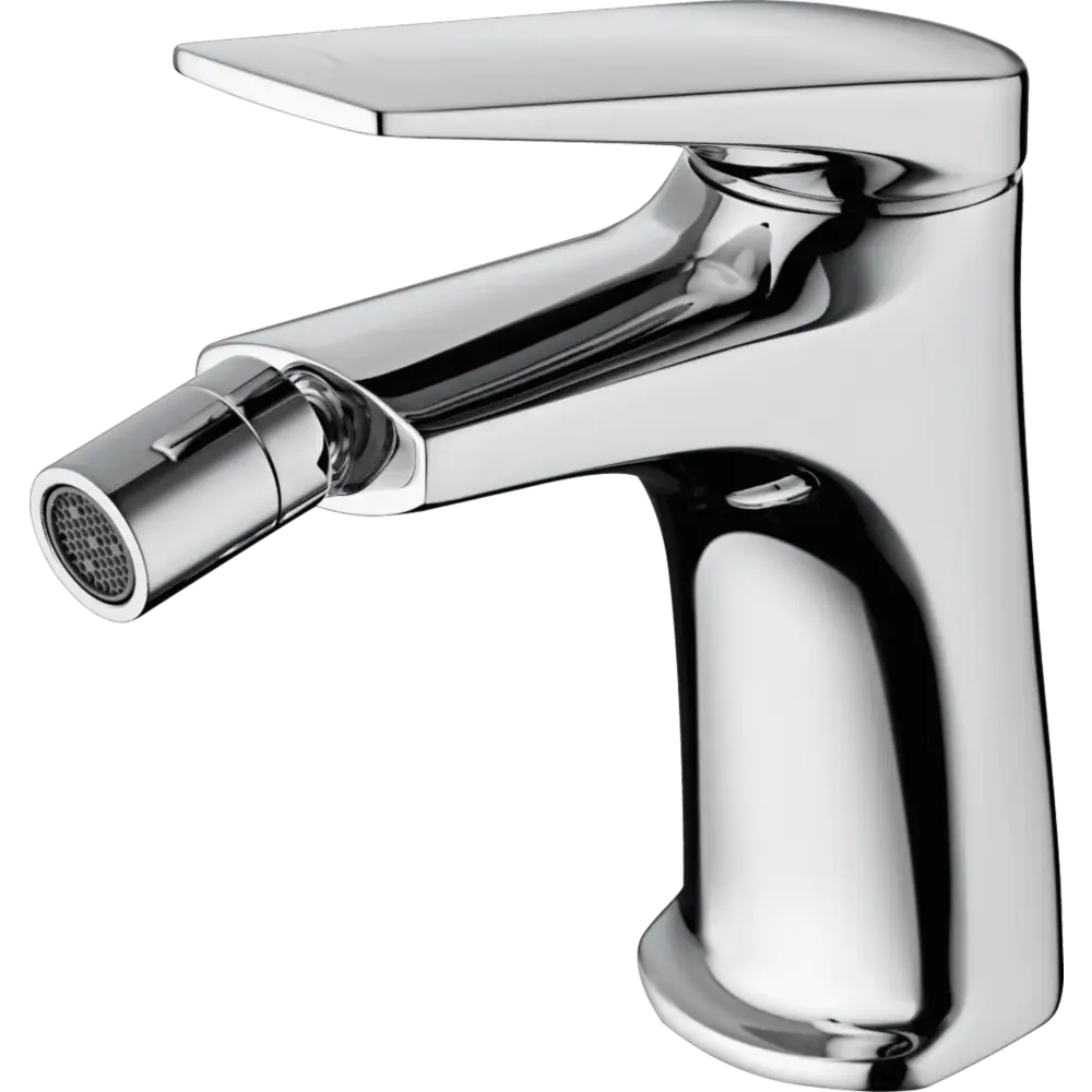 Chrome single handle bidet mixer modern design faucet closeup