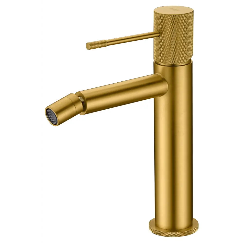 Brushed gold contemporary bidet mixer with single handle design