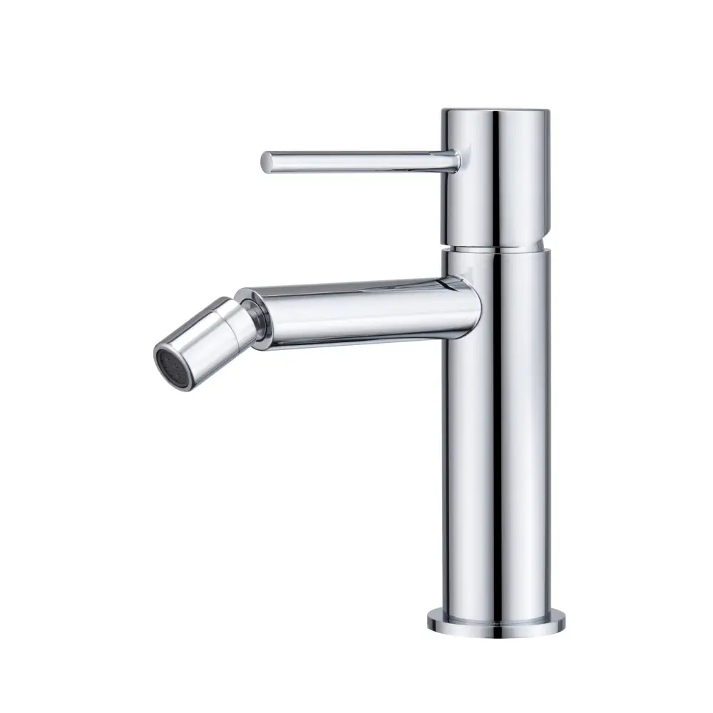 Monza chrome bidet mixer with single handle design on white background