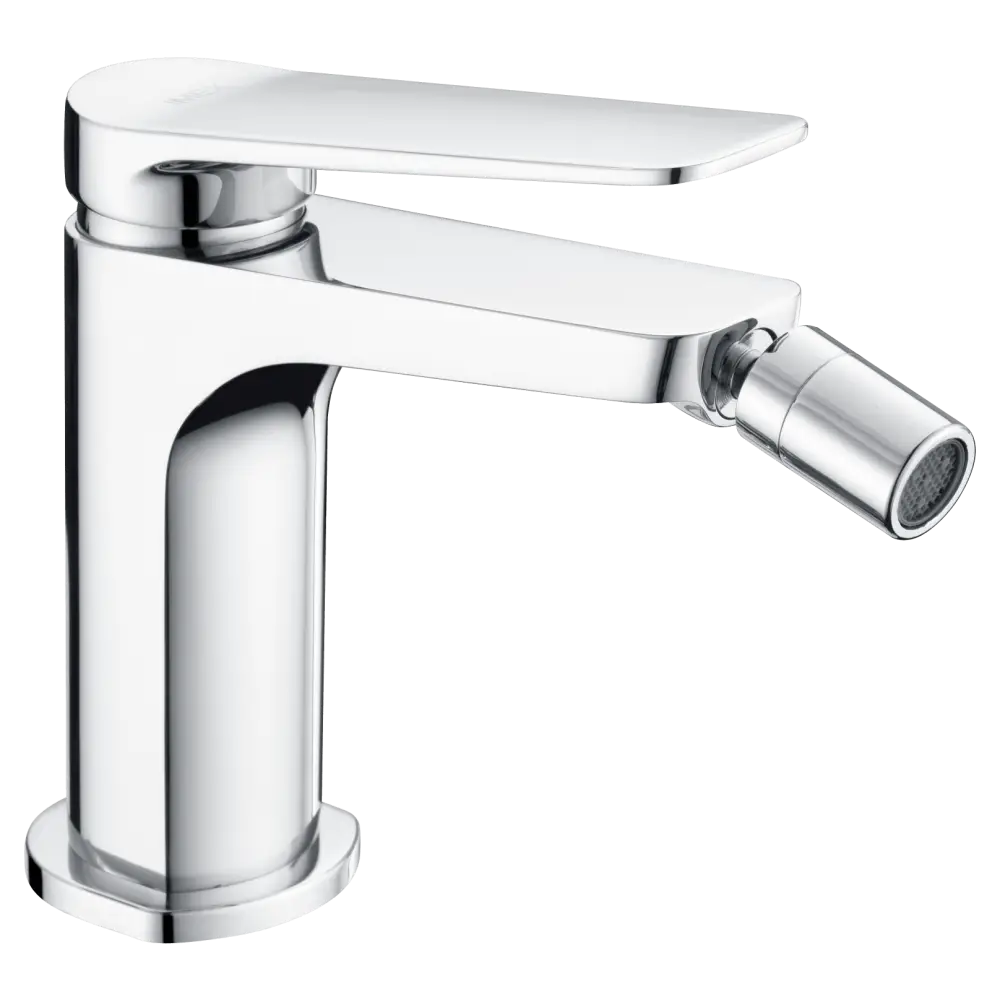 Naples chrome single handle bidet mixer faucet on white background