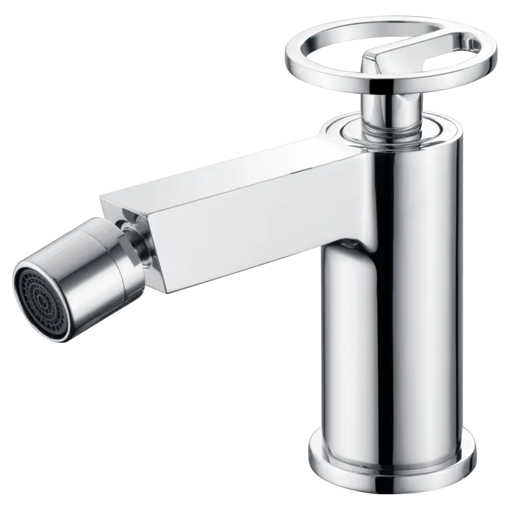 Olimpo chrome single handle bidet mixer faucet on white background