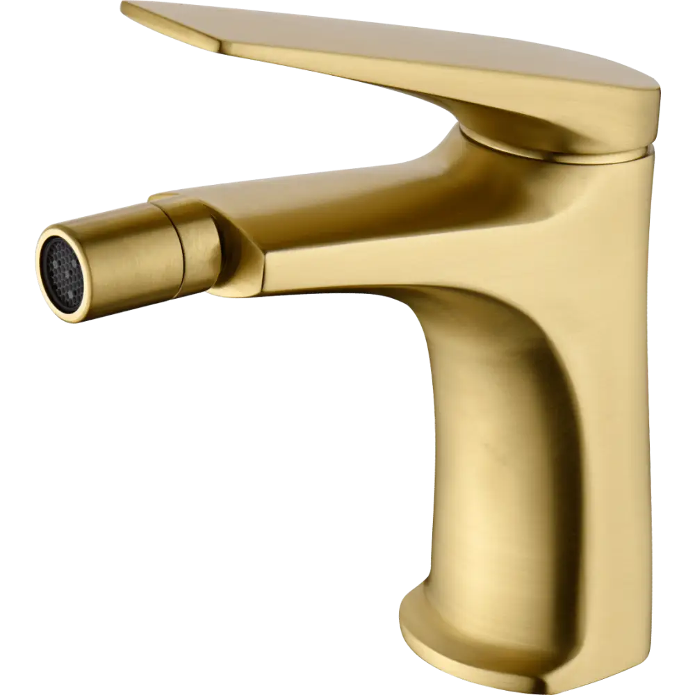 Brushed gold modern bidet mixer with single handle contemporary design