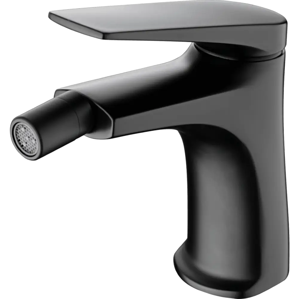 Matte black single handle bidet mixer tap modern design closeup