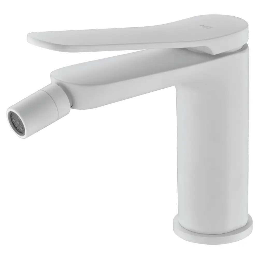 Matte white contemporary single handle bidet mixer faucet chrome finish