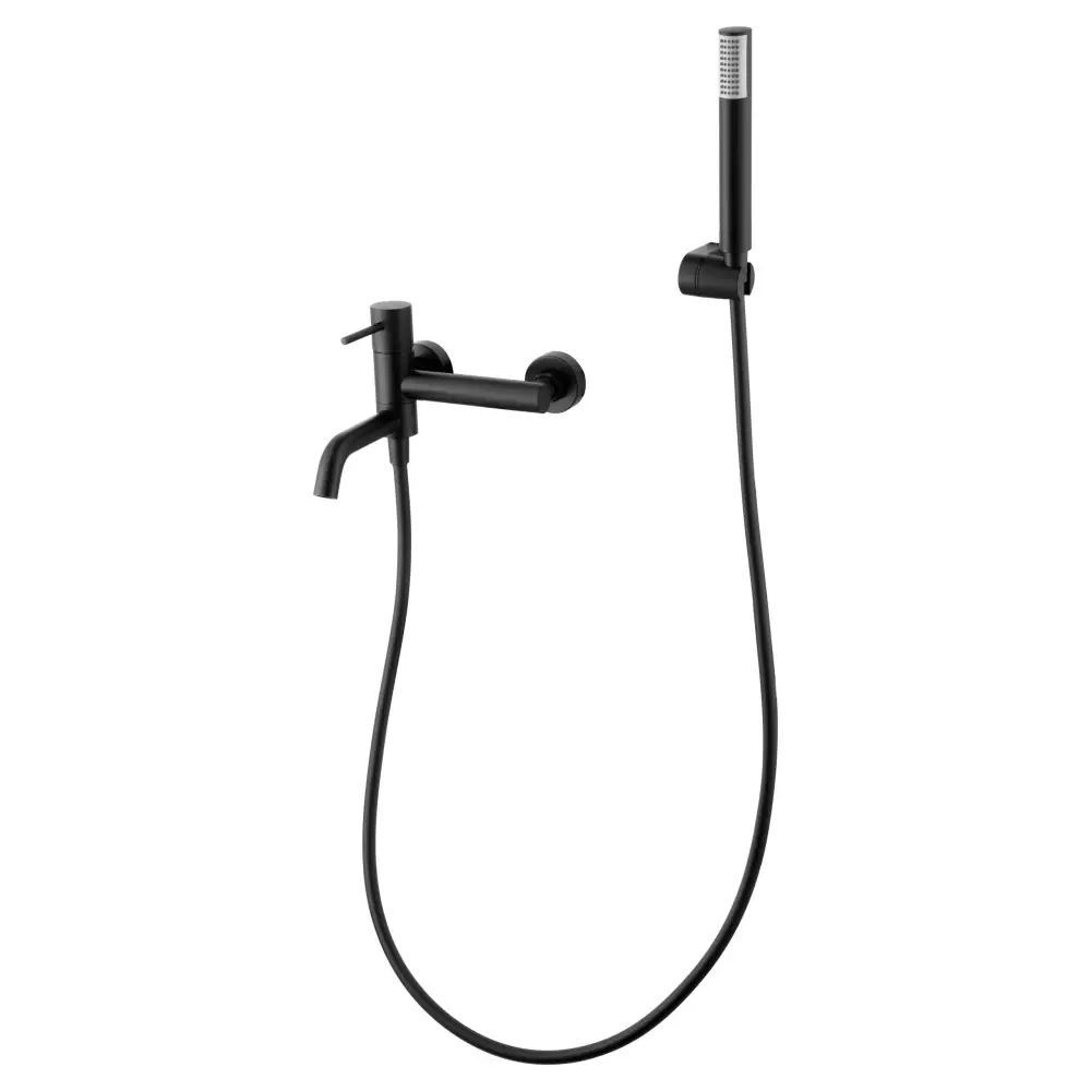 Monza matte black single lever bath shower mixer kit chrome finish