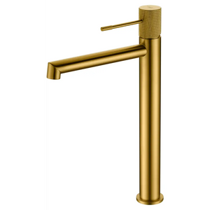 Tall Brushed Gold Basin Faucet Modern Single Lever, main product view
