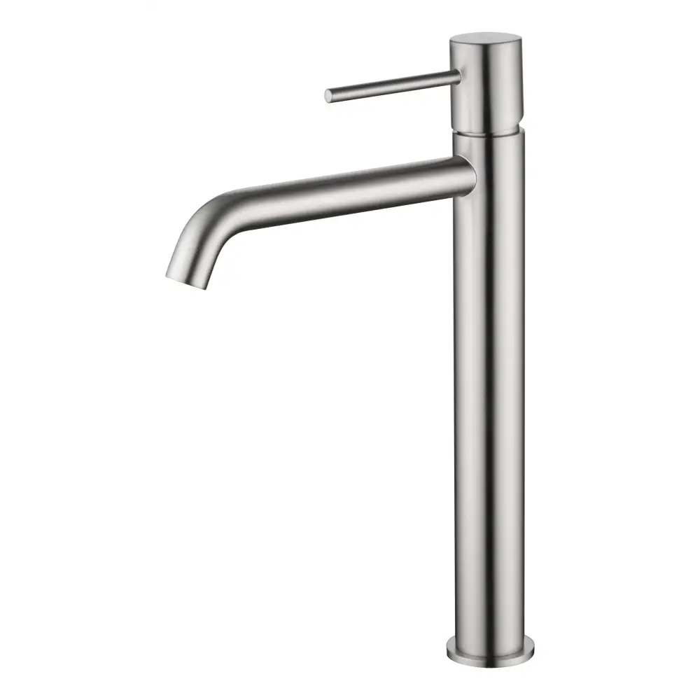 Monza tall basin mixer faucet brushed nickel single lever design