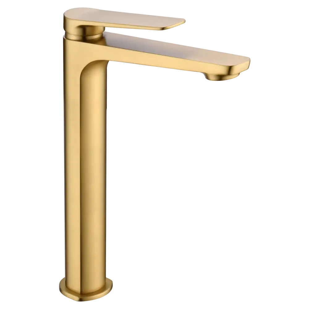 Napoles brushed gold tall sink mixer faucet with modern minimalist design