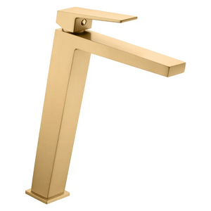 Tall Brushed Gold Basin Mixer Faucet Single Lever, main product view