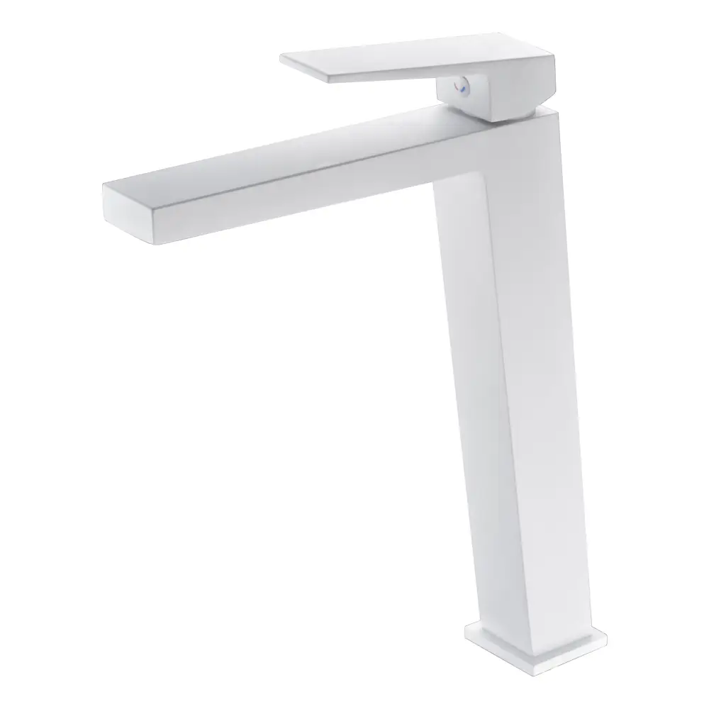 Matte white single lever basin faucet modern design for lavabo
