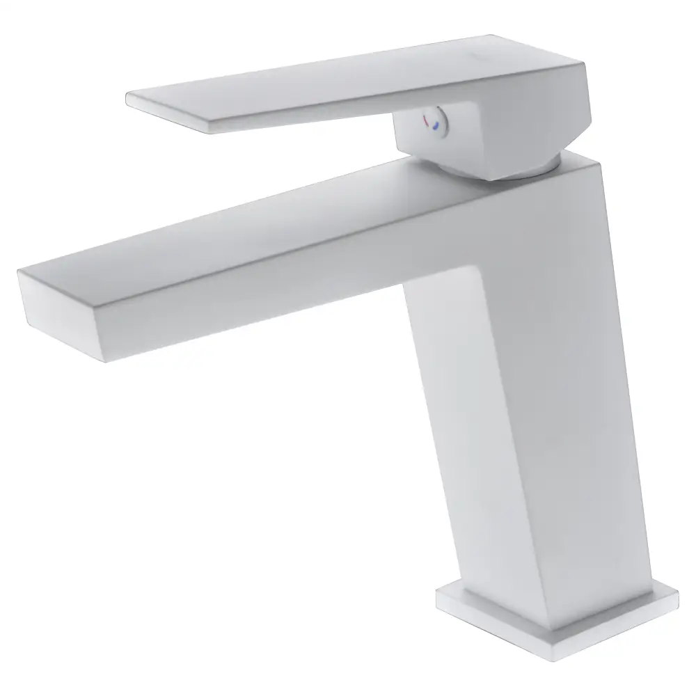 Matte white single lever modern faucet for sink bathroom fixture