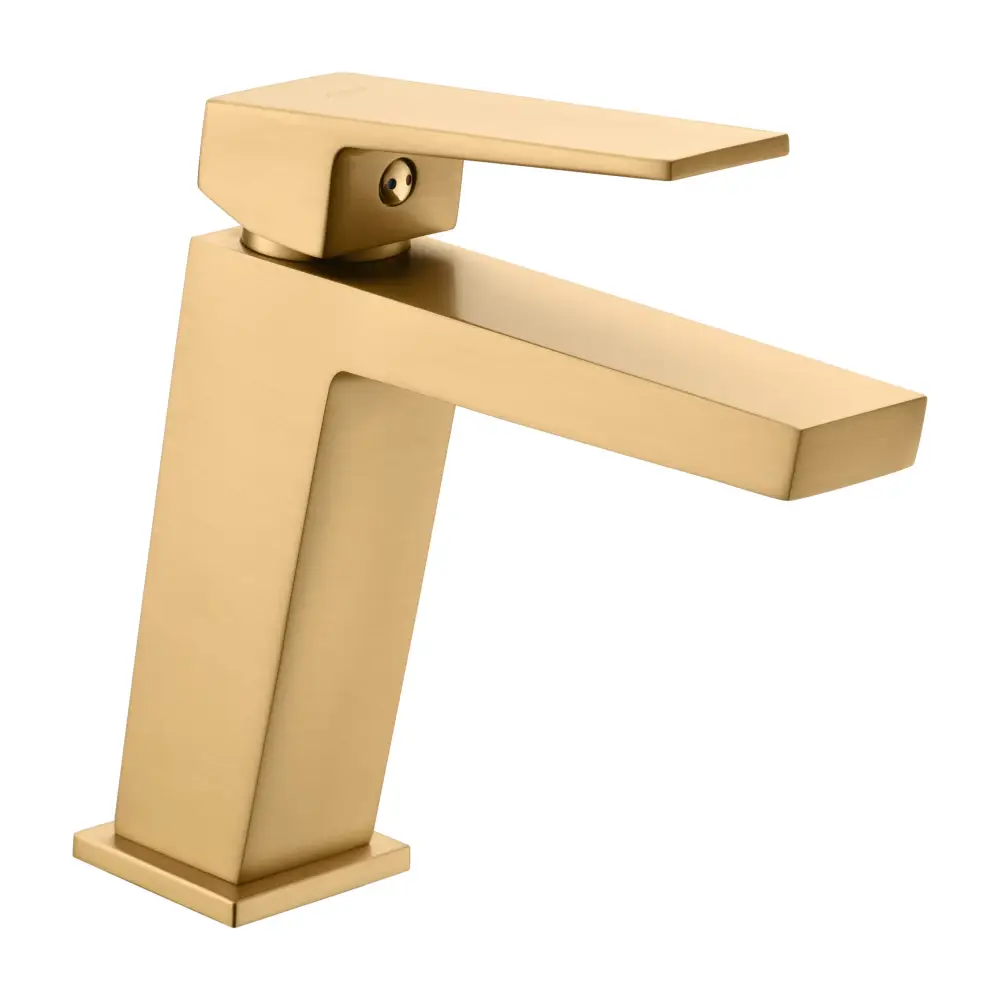 Brushed Gold Single Lever Basin Faucet Modern Design