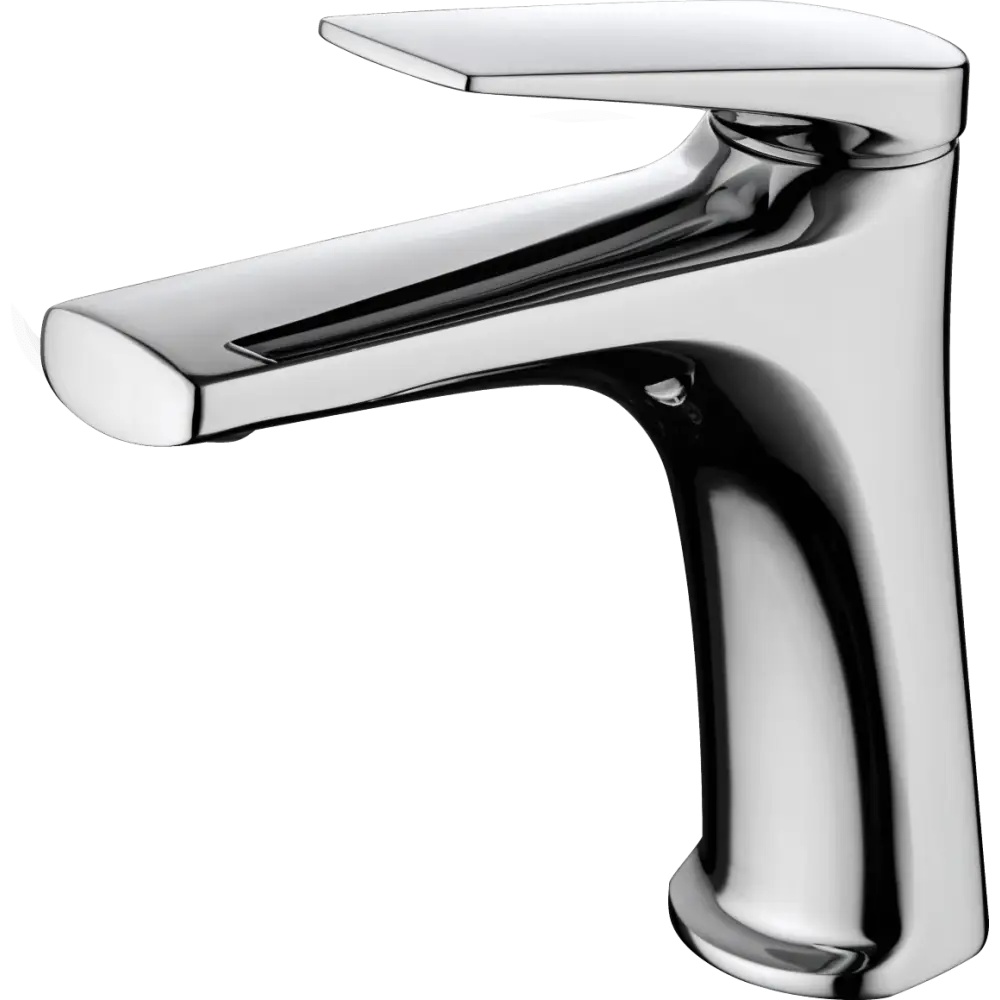 Chrome single lever minimalist faucet with modern design for sink