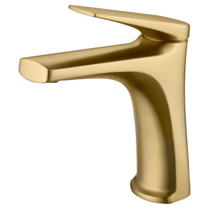 Brushed Gold Basin Mixer Faucet Modern Single Handle, main product view