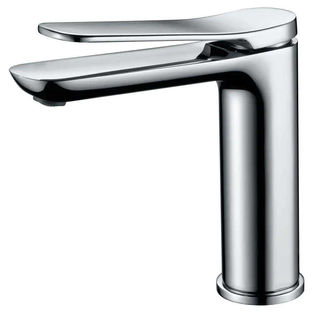 Chrome single lever modern sink faucet with sleek minimalist design