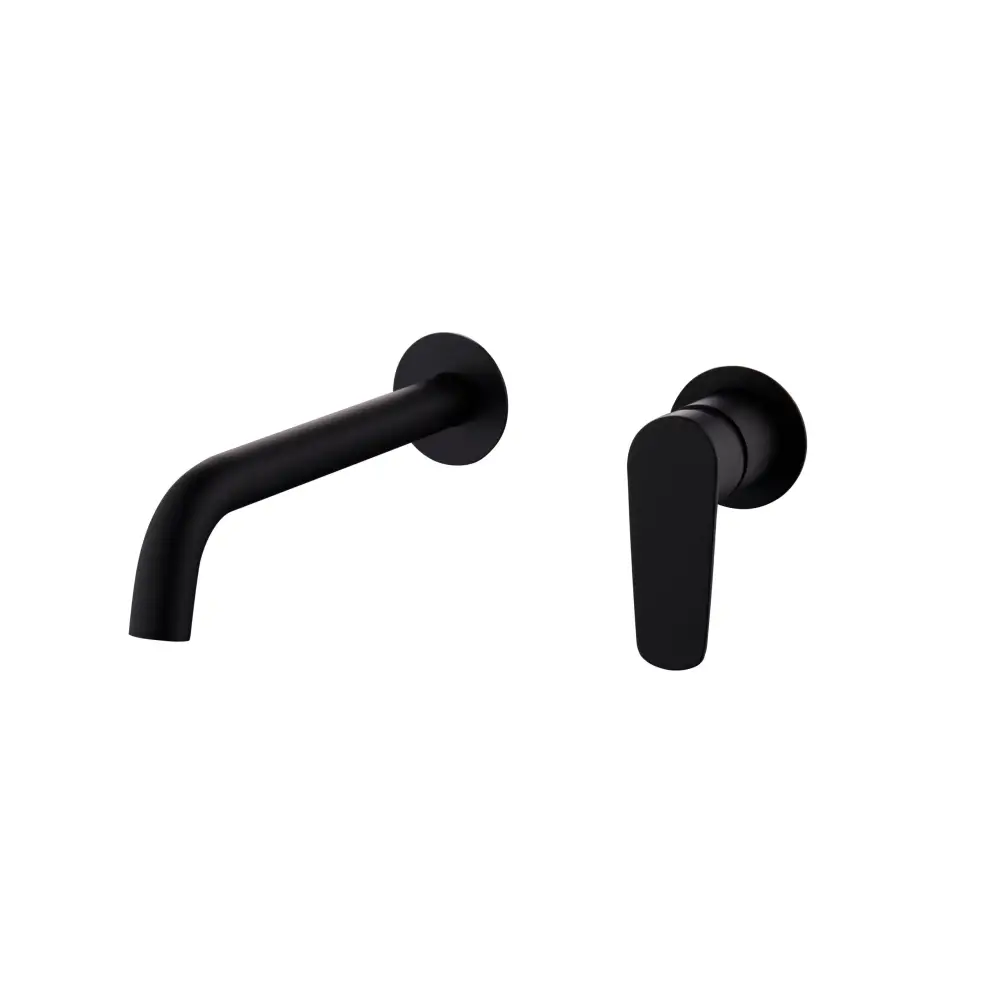 Matte black single lever faucet with modern minimalist design for bathroom sink