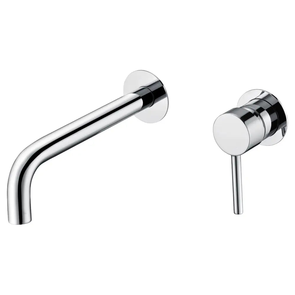 Chrome single handle modern bathroom sink faucet on white background