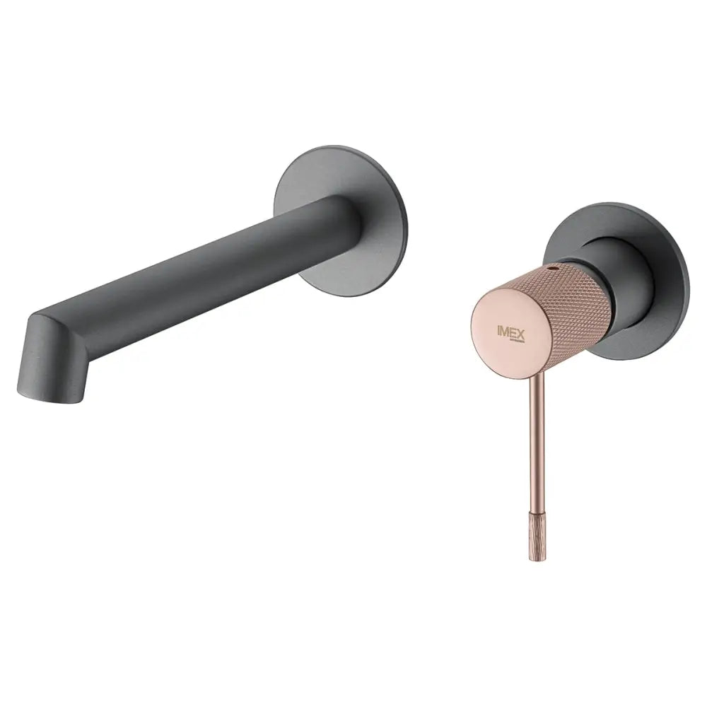 Champagne gray recessed sink mixer faucet with single lever design