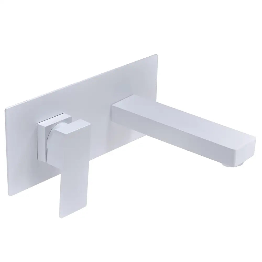 Matte white single lever faucet mixer for bathroom sink, modern design