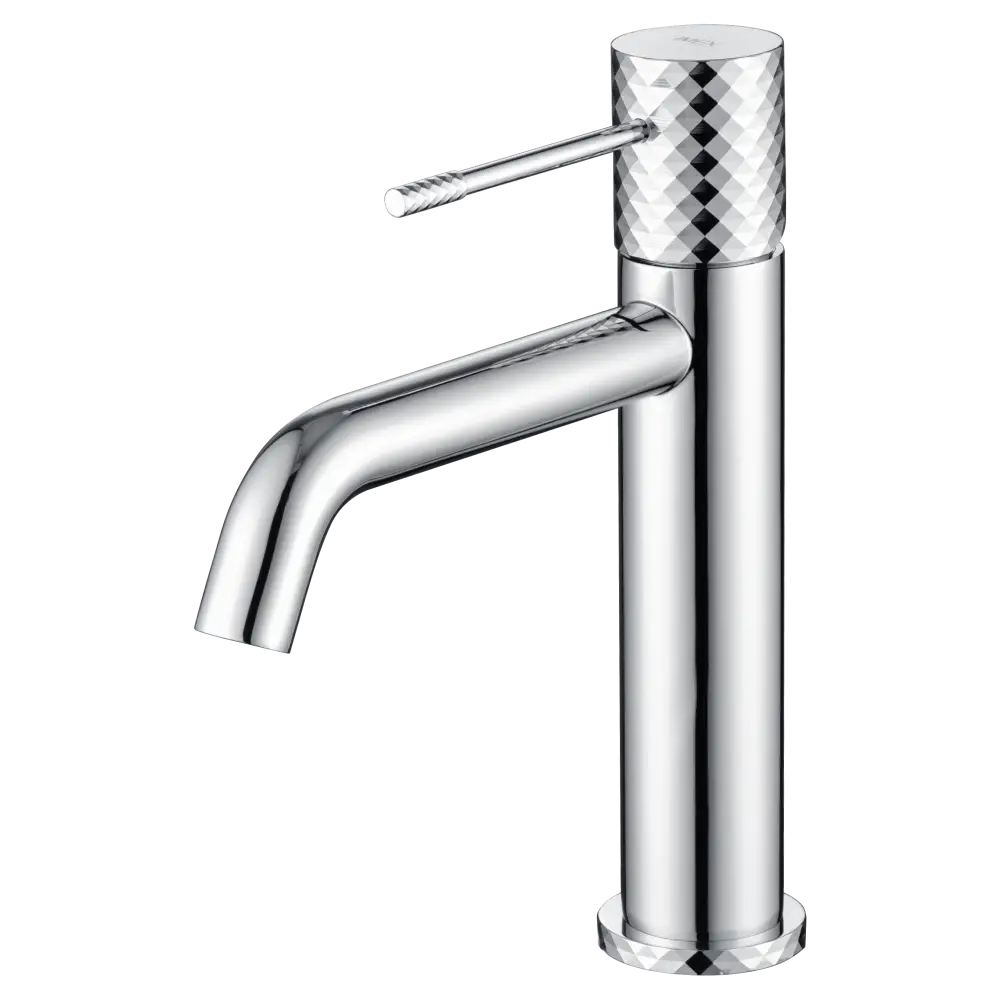 Chrome single handle bathroom sink faucet with modern design