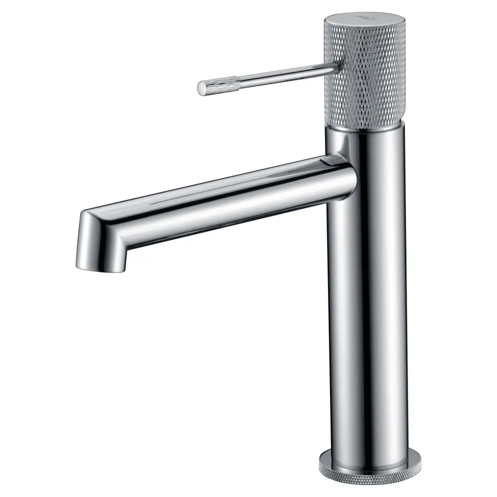 Chrome single lever basin faucet with modern minimalist design for lavabo