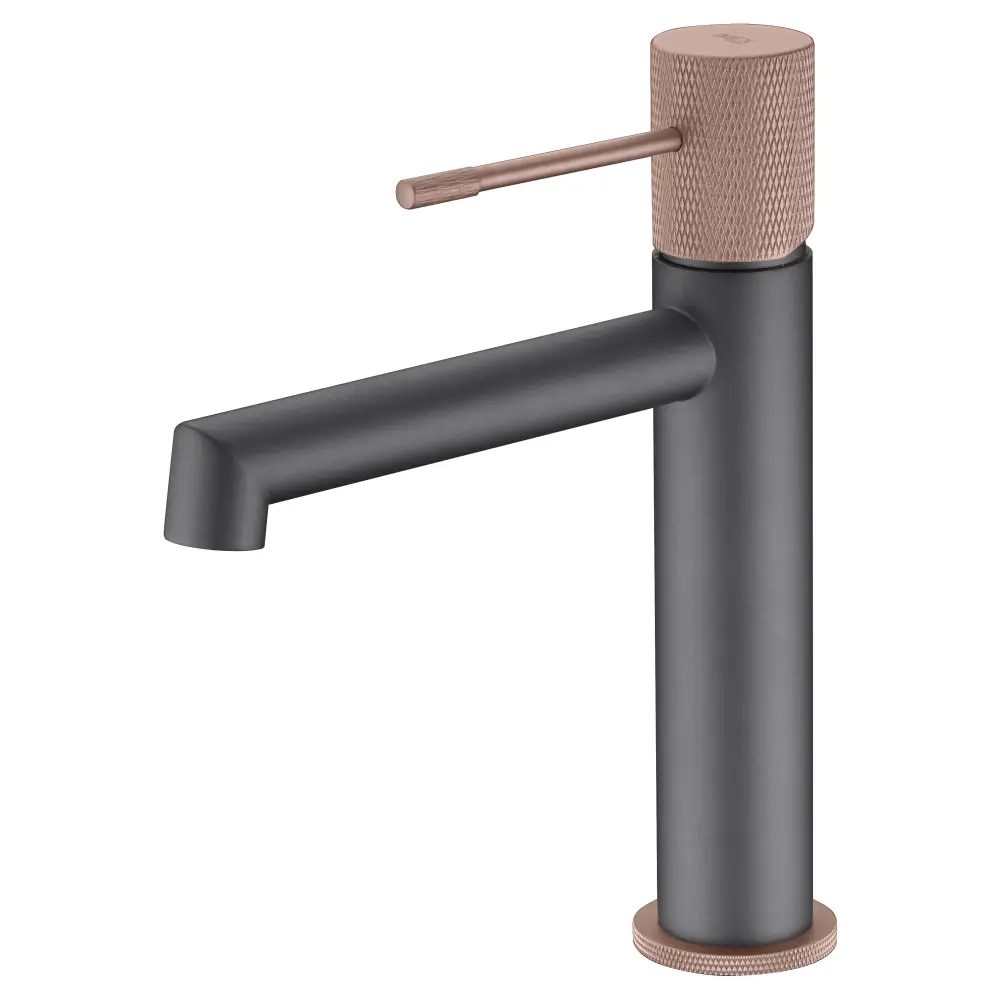 Gris champagne single-lever sink faucet with modern minimalist design