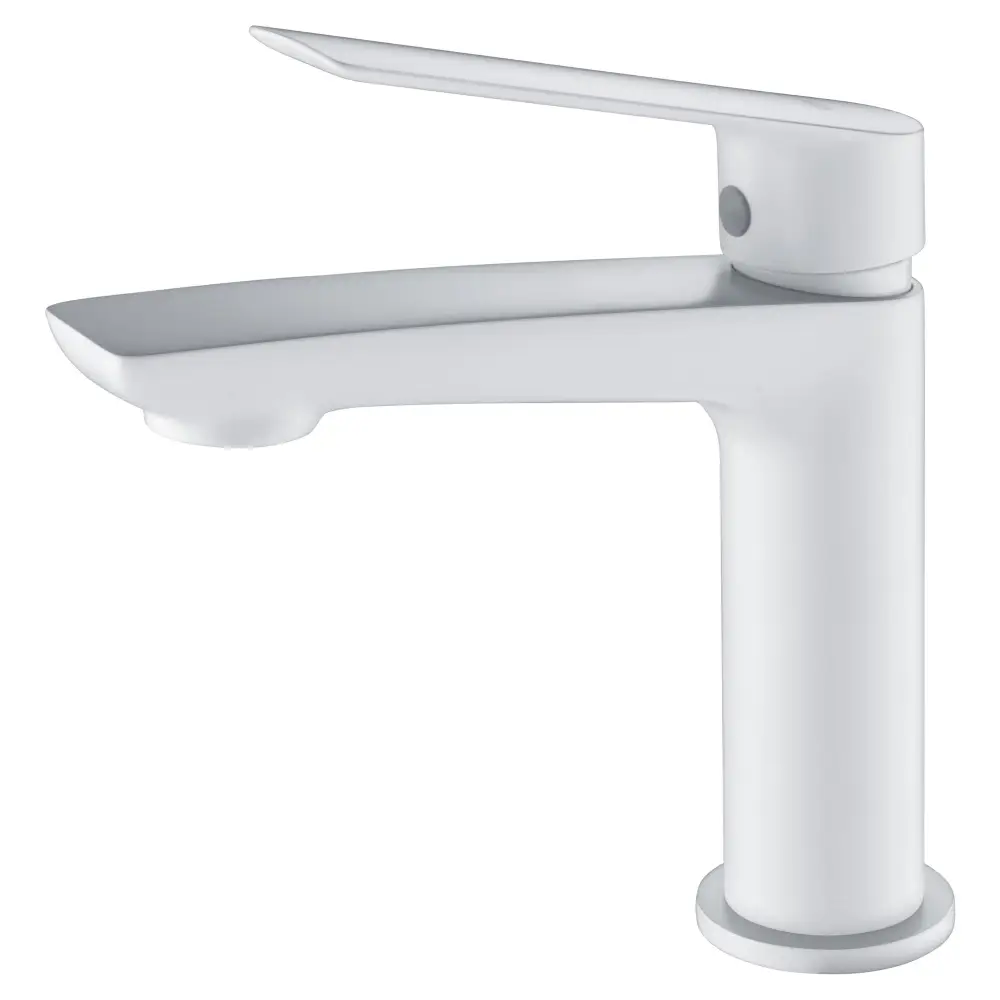 Matte white single lever basin mixer faucet with modern blanco design