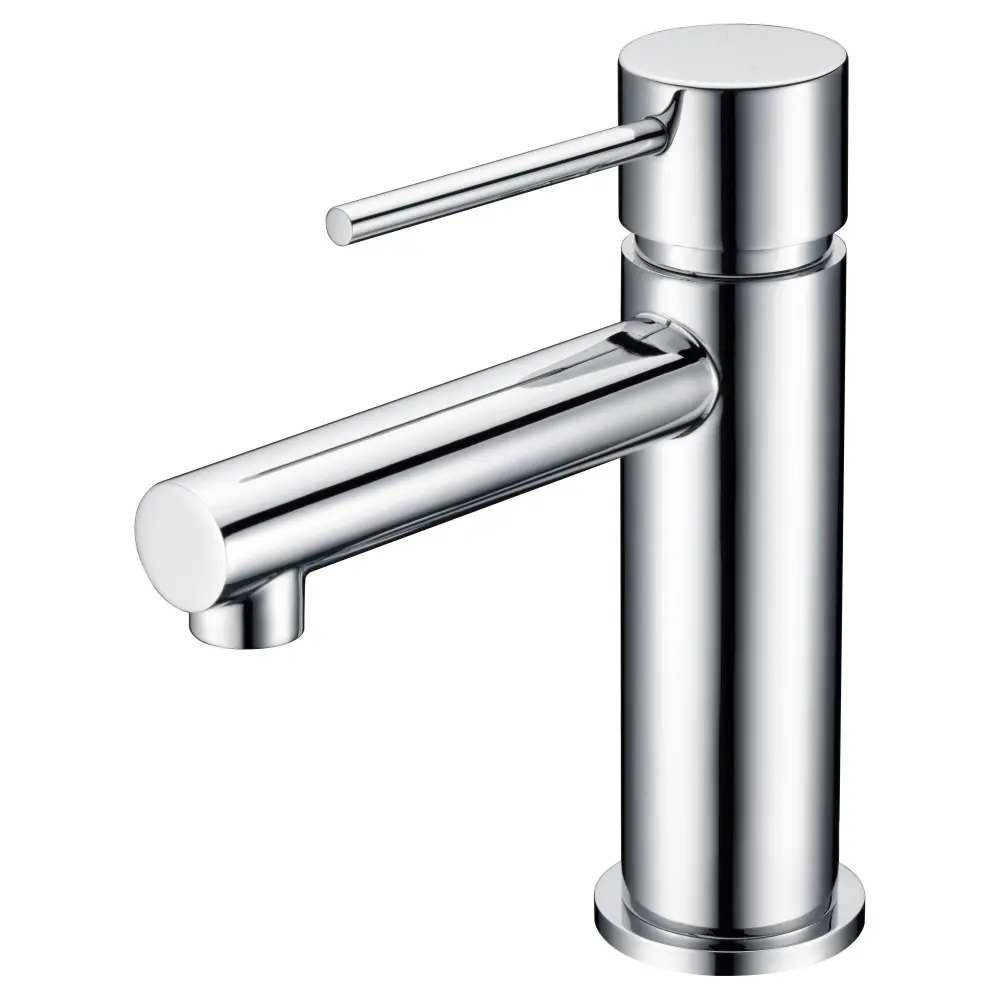 Chrome single lever basin mixer faucet with modern minimalist design